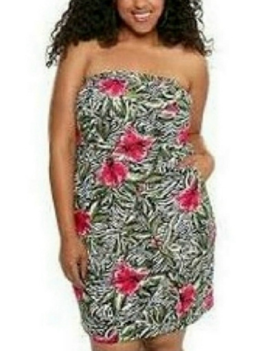 Torrid Women’s Plus Size Zebra Animal Print Floral Strapless Dress Size 16